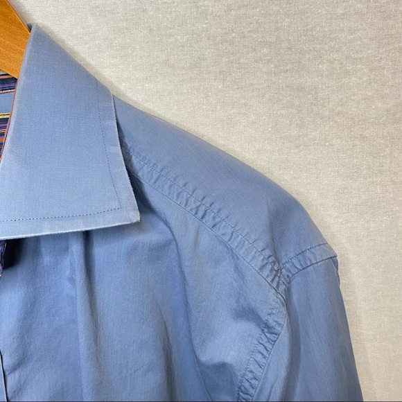 Robert Graham Men’s Dress Shirt Blue with
Contrast Cuffs Size XL - Picture 2 of 13
